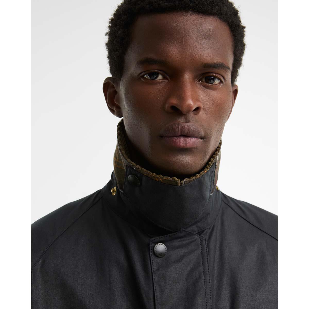 NAVY Barbour Mens Icons Beaufort Wax Jacket COLLAR