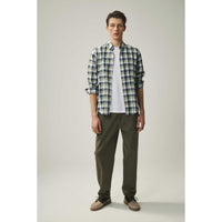 Olive Barbour Mens Harwood Gingham Tailored Shirt on model