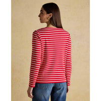 Red/Cream Kissmass Joules Womens Festive Harbour Top On Model Detail Back