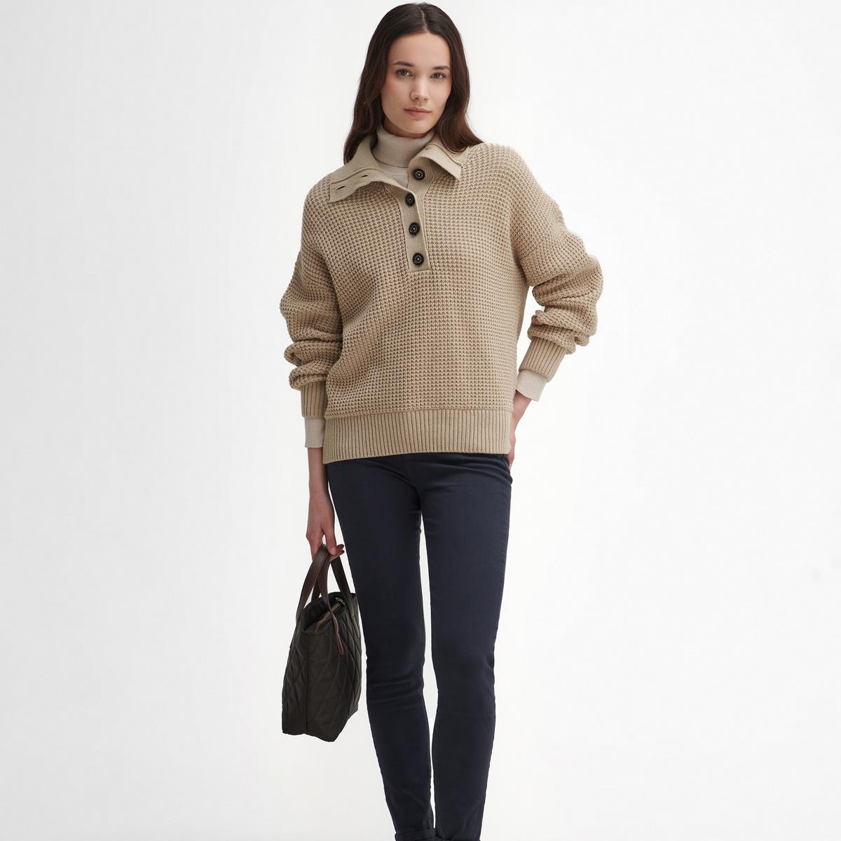 Oatmeal Multi Check Barbour Woodside Shirt Model