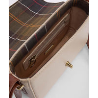 Pebbled Pink/Brown Barbour Mini Rosa Leather Crossbody Bag inside