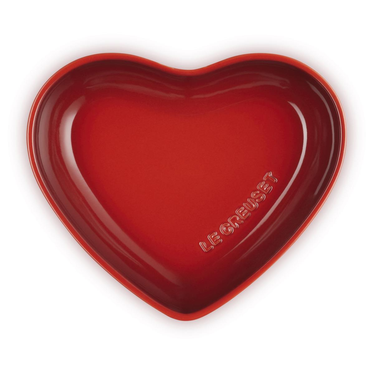 Cerise Le Creuset Stoneware Heart Bowl Top View