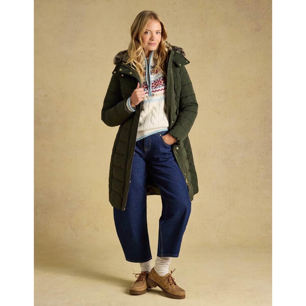 Joules Womens Aspen Showerproof Padded Long Coat