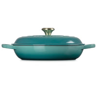 `- Le Creuset 22cm Cast Iron Shallow Casserole Dish Bleu