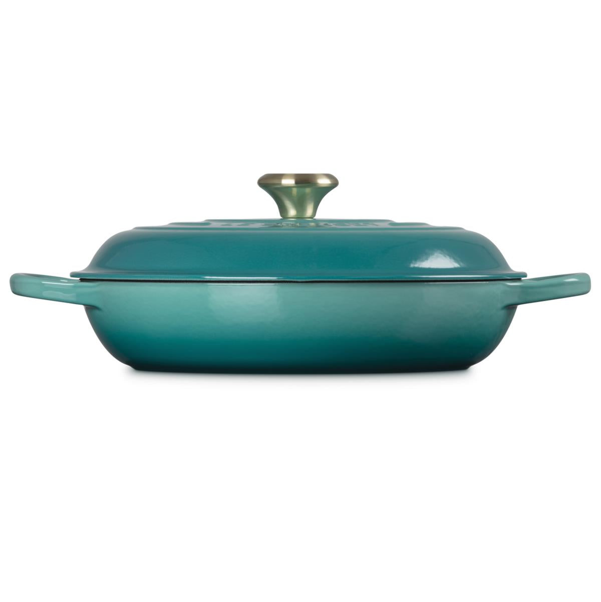`- Le Creuset 22cm Cast Iron Shallow Casserole Dish Bleu