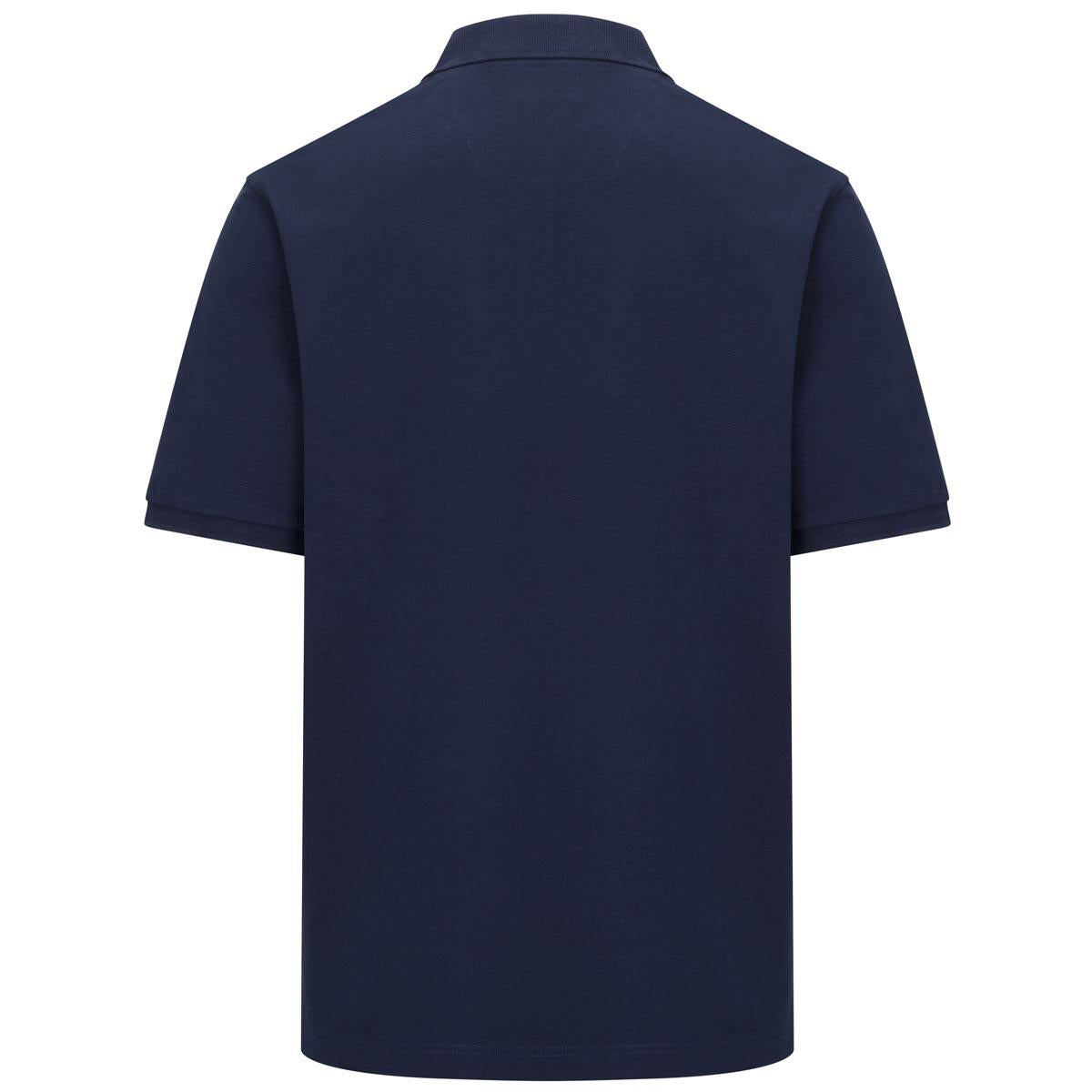 Navy Hoggs Of Fife Mens Stewart Block Pique Polo Shirt Back