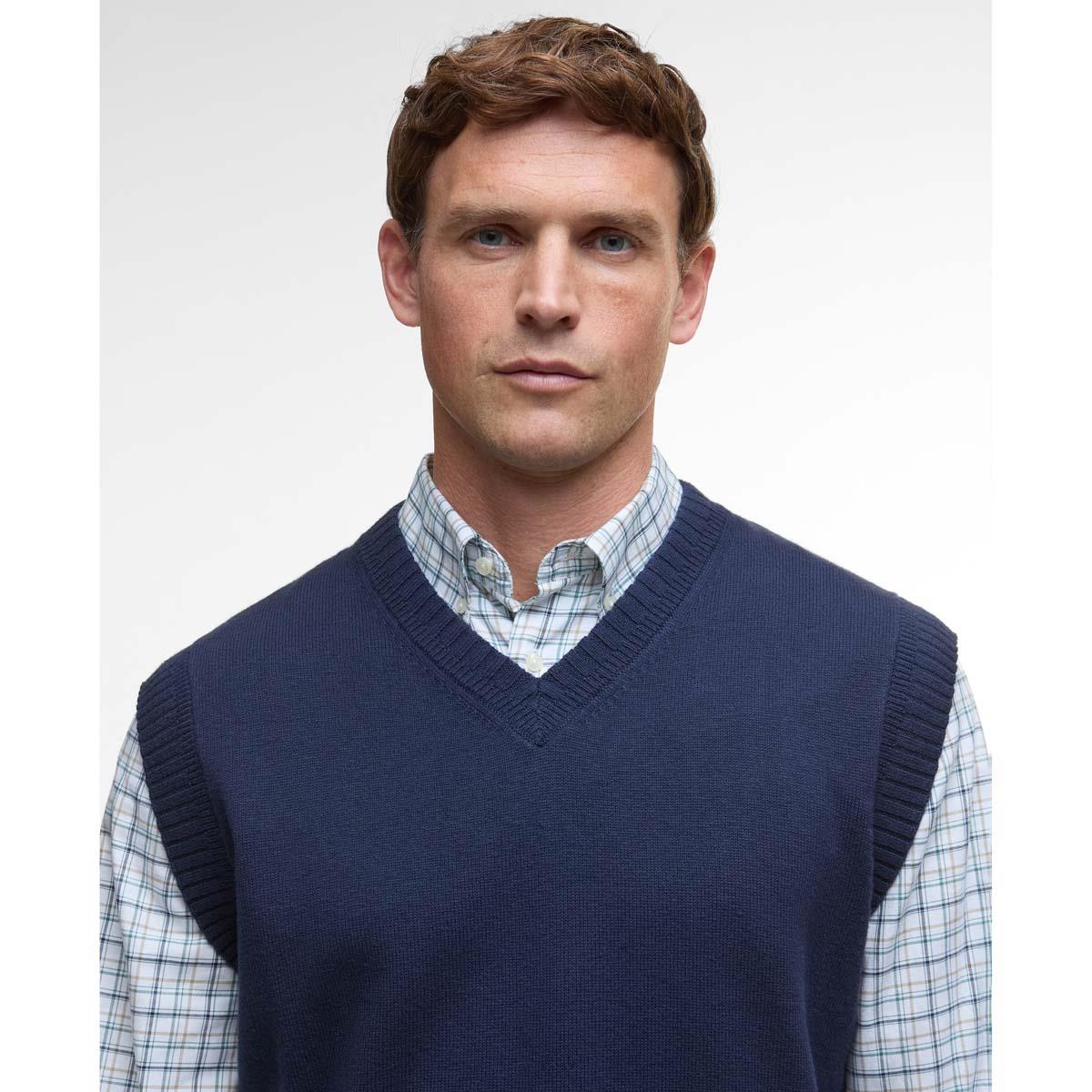 Navy Barbour Mens Kelson Knitted Vest Chest