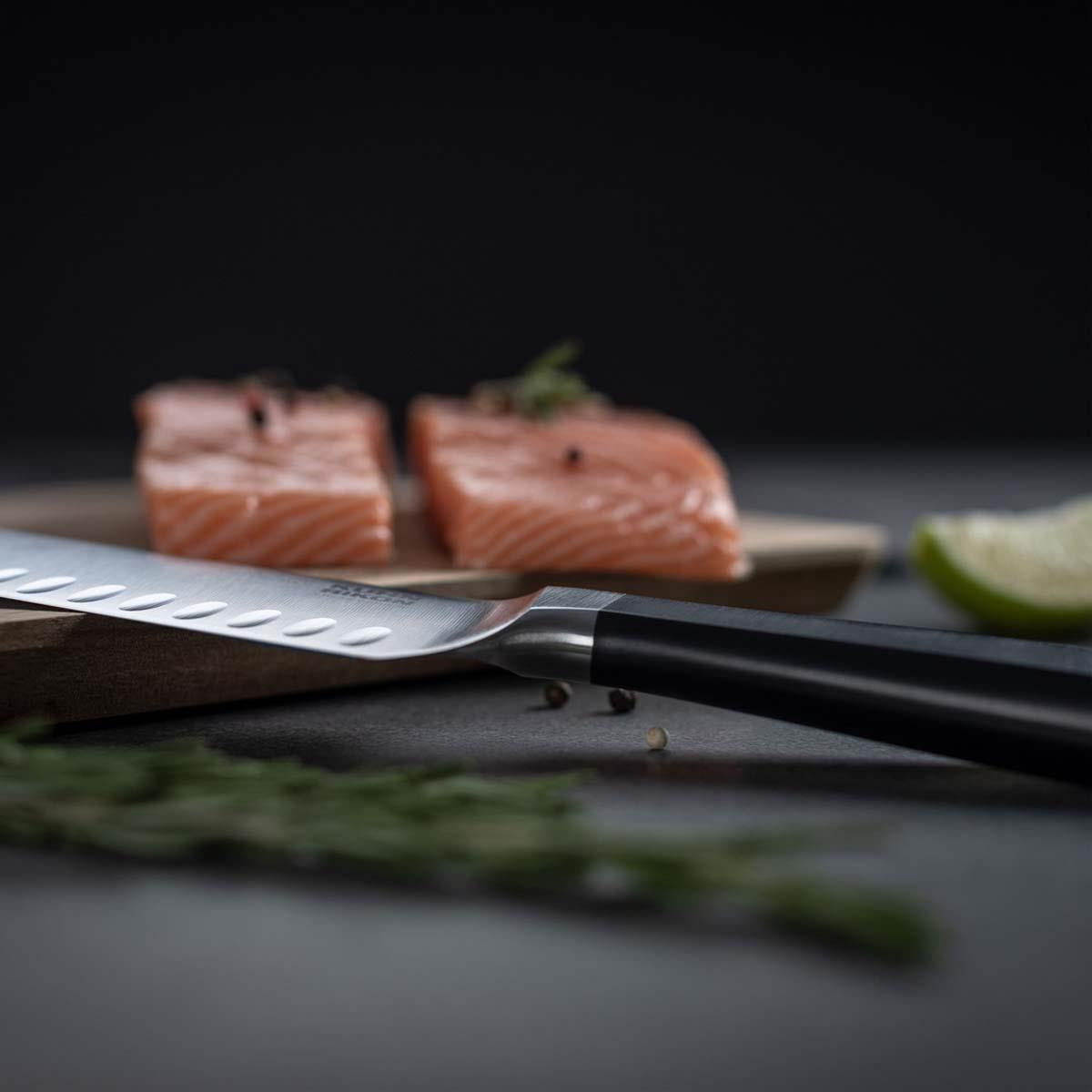 Kuhn Rikon Culinary Forged Santoku Knife Lifestyle Side View