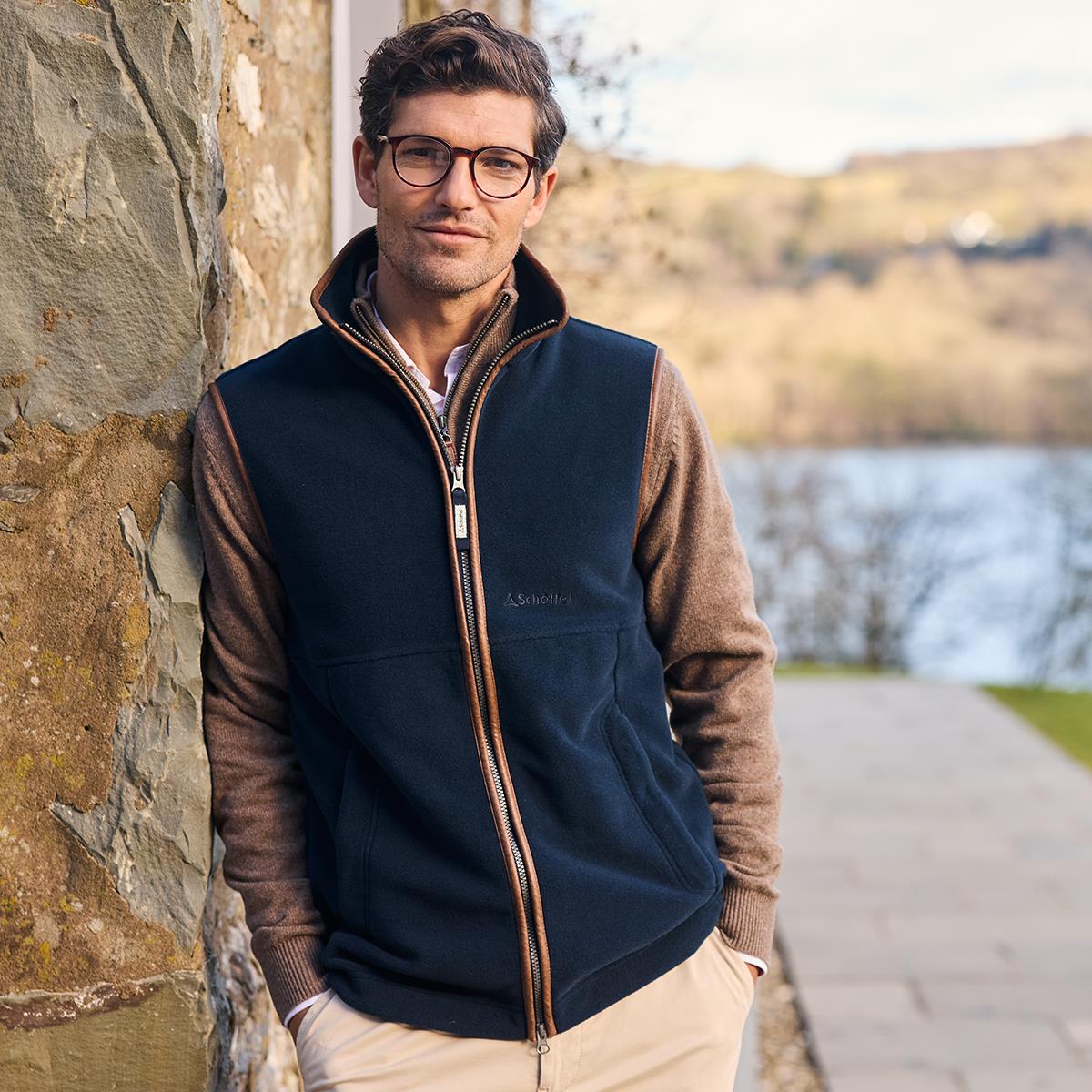 Navy Schoffel Oakham Fleece Gilet lifestyle