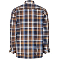 Navy/Brown Check Hoggs Of Fife Mens Arran Microfleece Lined Cotton Shirt Back