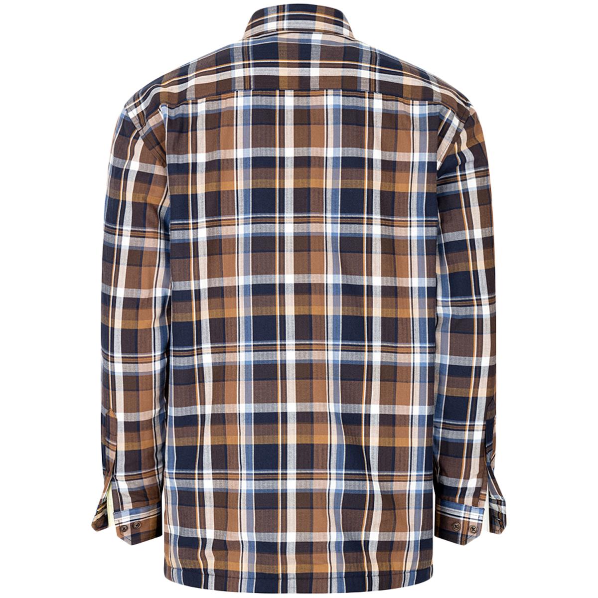 Navy/Brown Check Hoggs Of Fife Mens Arran Microfleece Lined Cotton Shirt Back