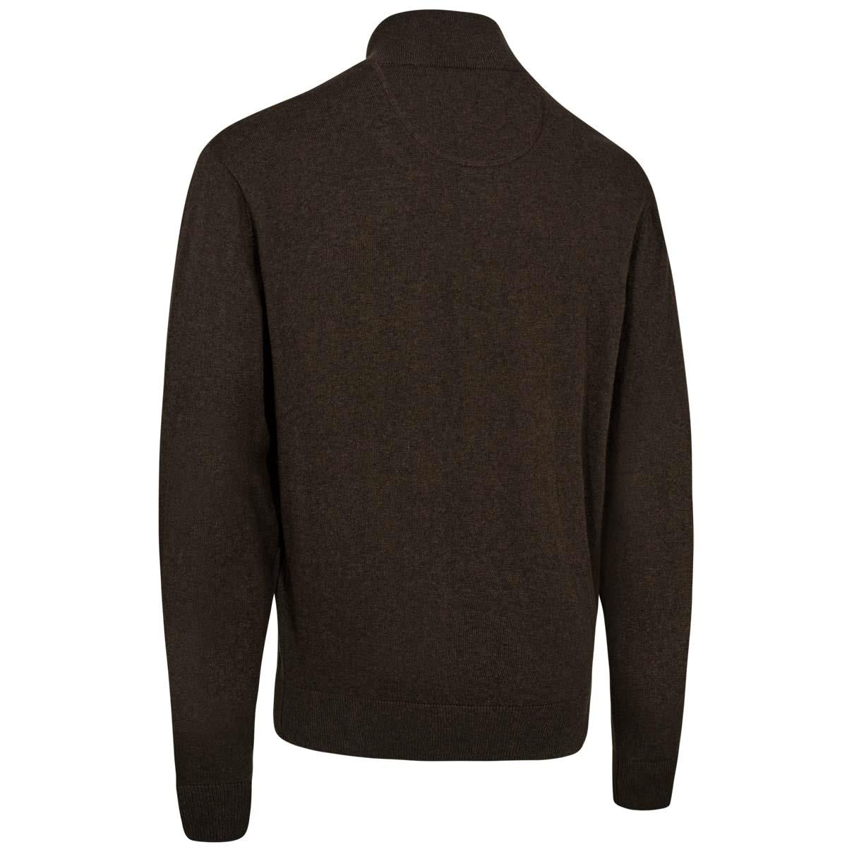 Brown Melange Deerhunter Mens Harrington Half-Zip Knit back