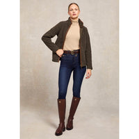 Khaki Borg Holland Cooper Womens Country Borg Fleece Jacket On Model Full Length