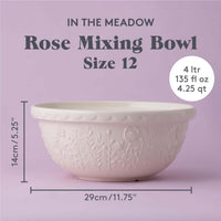 Mason Cash In The Meadow Mixing Bowl Size 12 Rose INFO