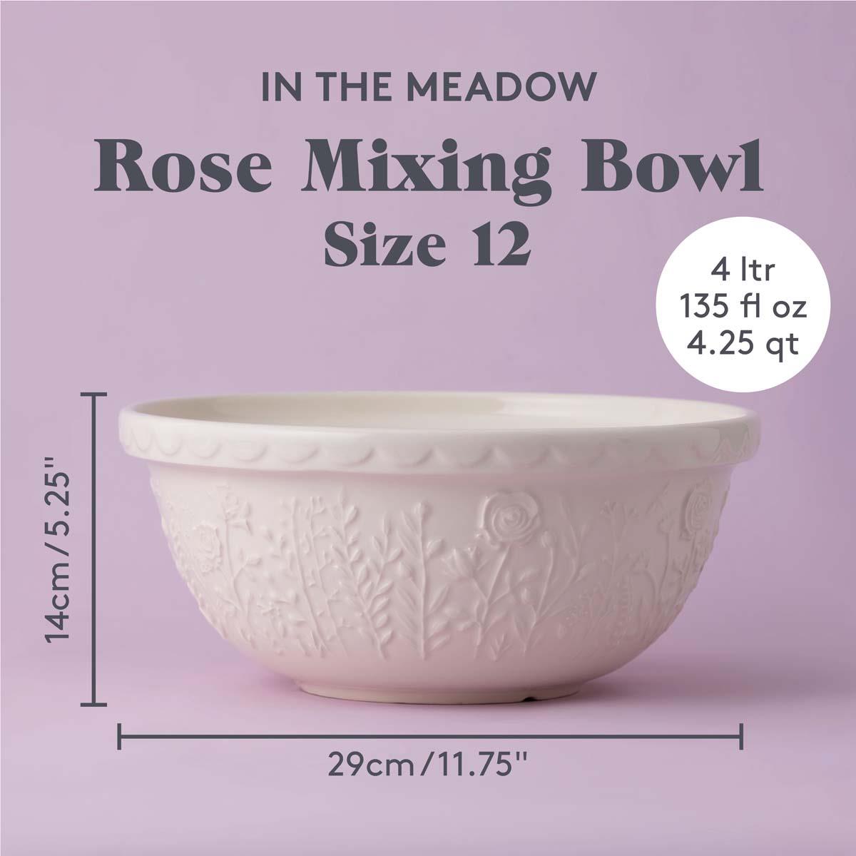 Mason Cash In The Meadow Mixing Bowl Size 12 Rose INFO