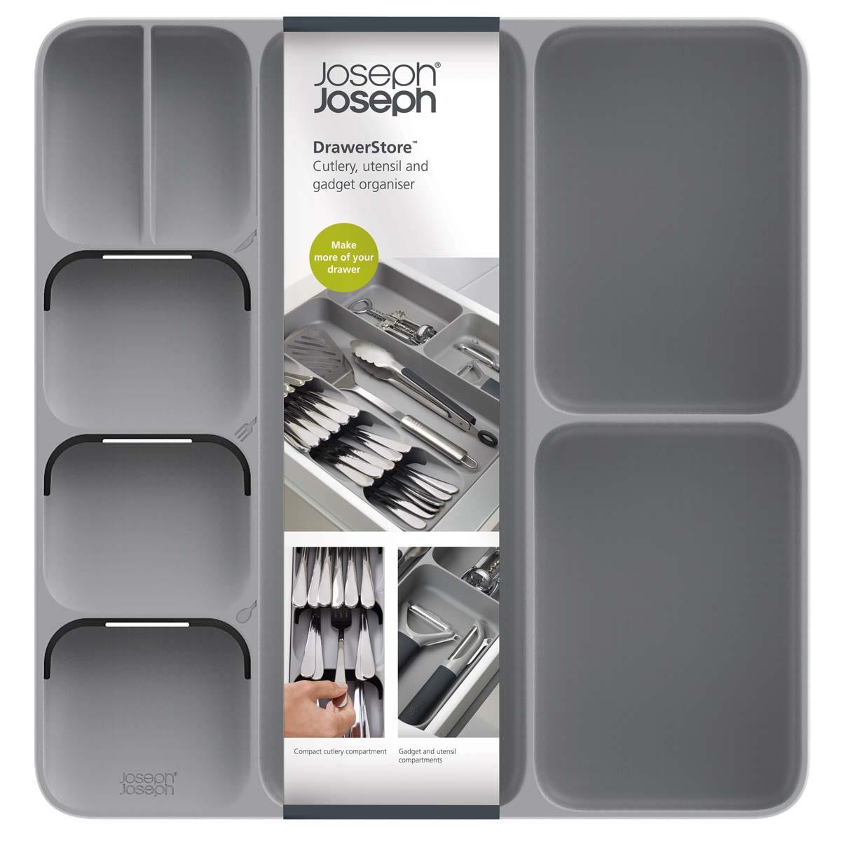 Grey Joseph Joseph DrawerStore Cutlery Utensil and Gadget Organiser packaging