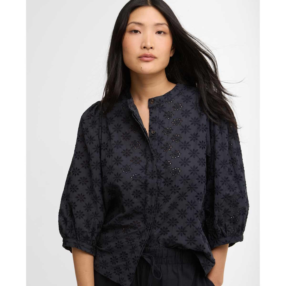 Dark Navy Barbour Womens Layla Top collar