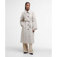 Mist/Hessian Tartan Barbour Womens Robyn Trench Showerproof Jacket Front