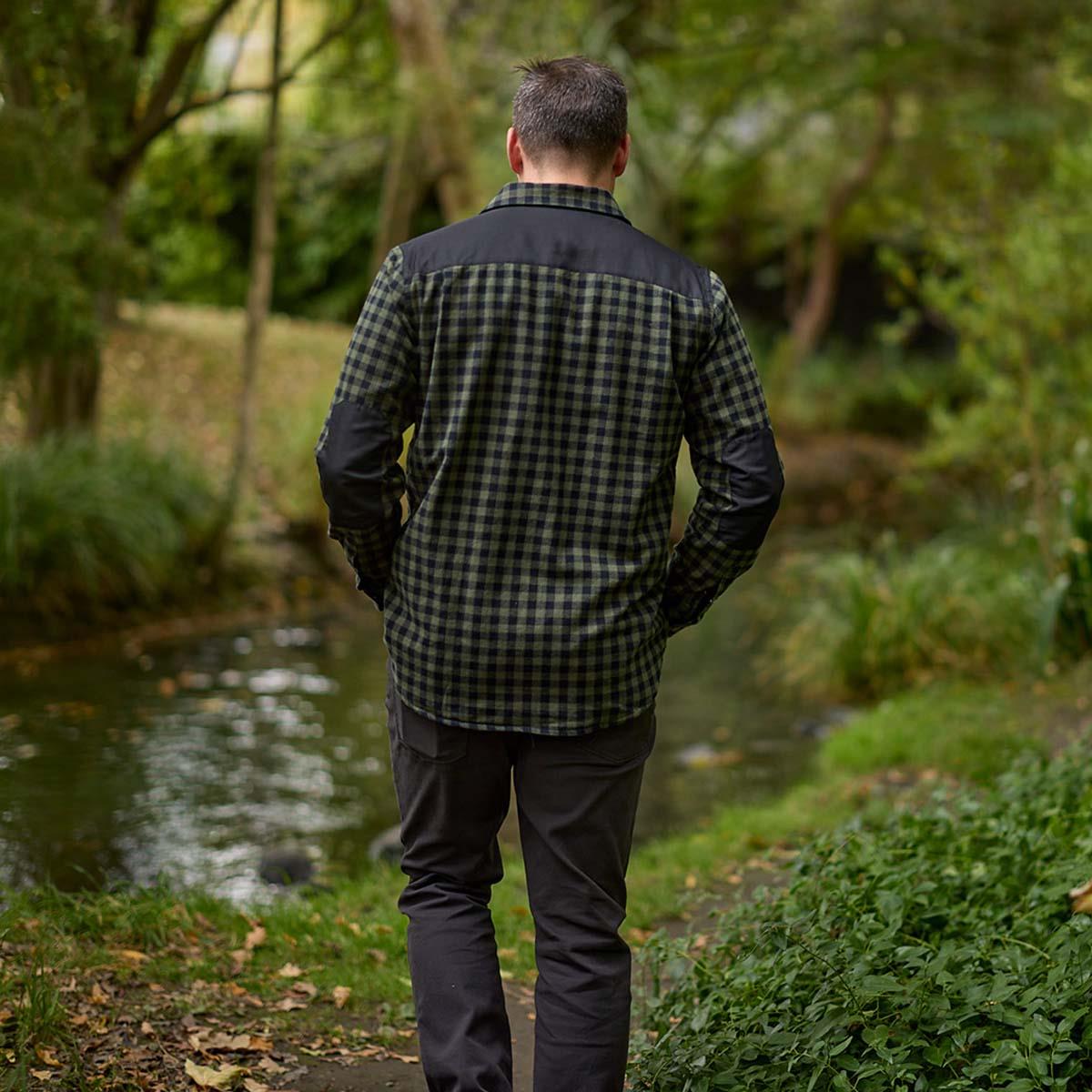 Olive/Black Swanndri Mens Marton Stormshield Shirt Lifestyle