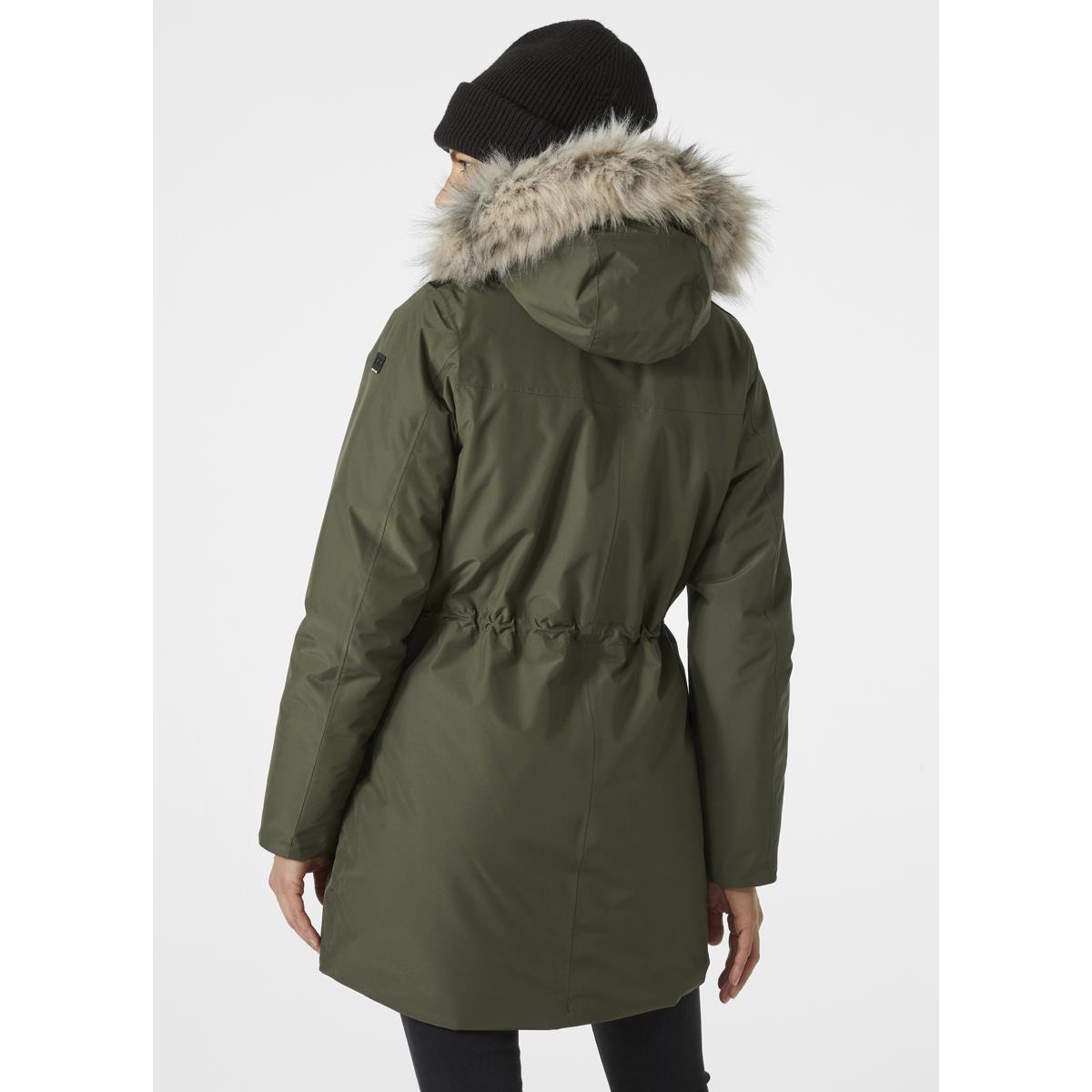 Utility Green Helly Hansen Womens Irma Parka On Model Rear