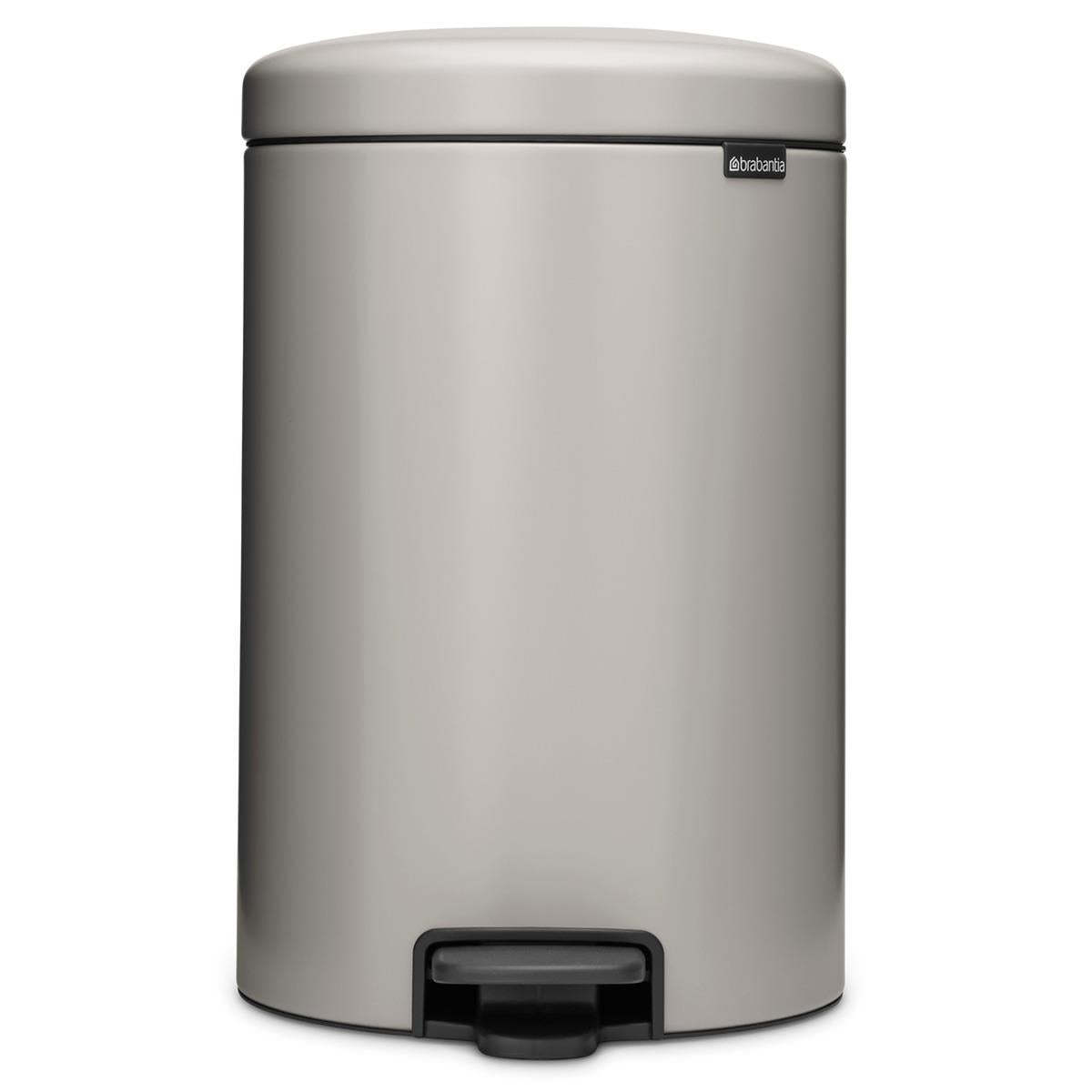 Soft Grey Brabantia newIcon Pedal Bin 20 Litre Plastic Bucket