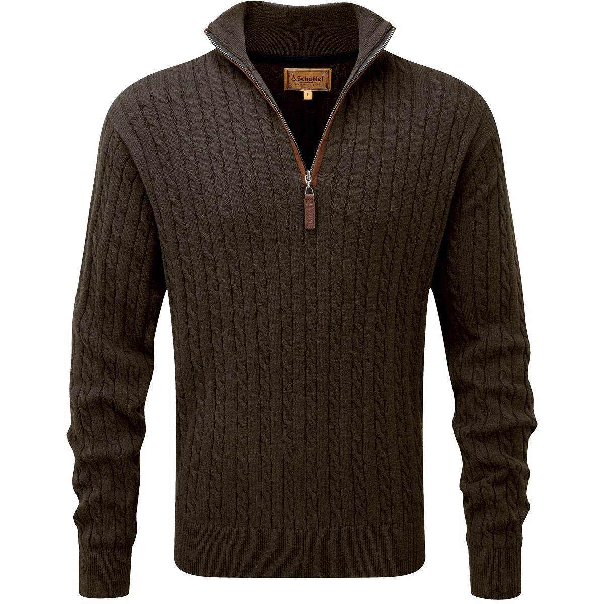 Schoffel Mens Calton Cotton Cashmere Cable 1/4 Zip Jumper