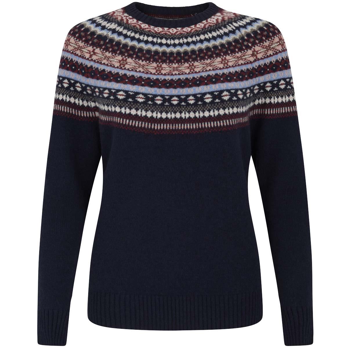 Alan Paine Womens Alana Fairisle Yoke Crew Neck Jumper