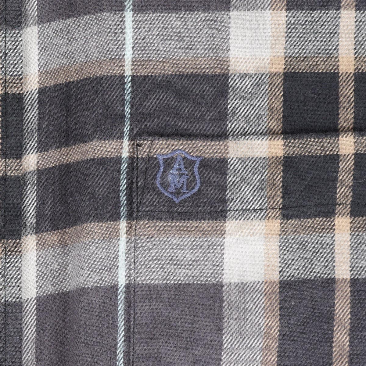 Albert and Maurice Mens Lugg Flannel Shirt Taupe Check