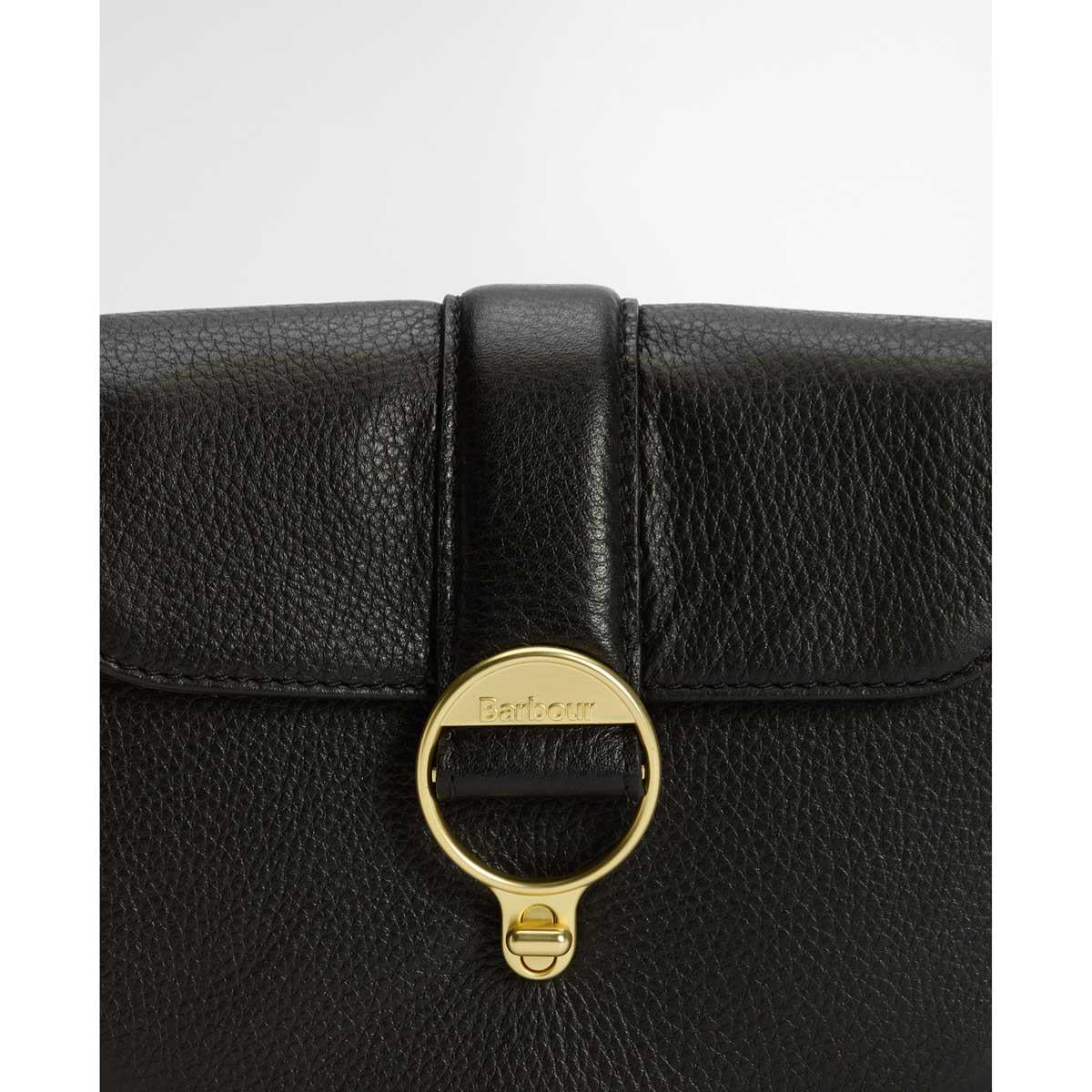 Black Barbour Mini Rosa Leather Crossbody Bag clasp