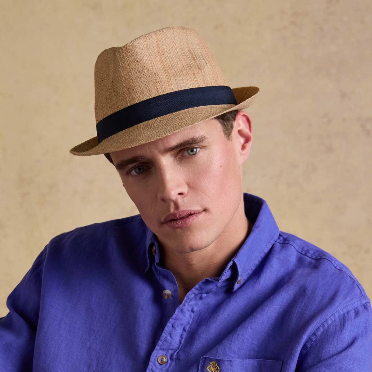 Natural Joules Mens Halstow Trilby Hat On Model