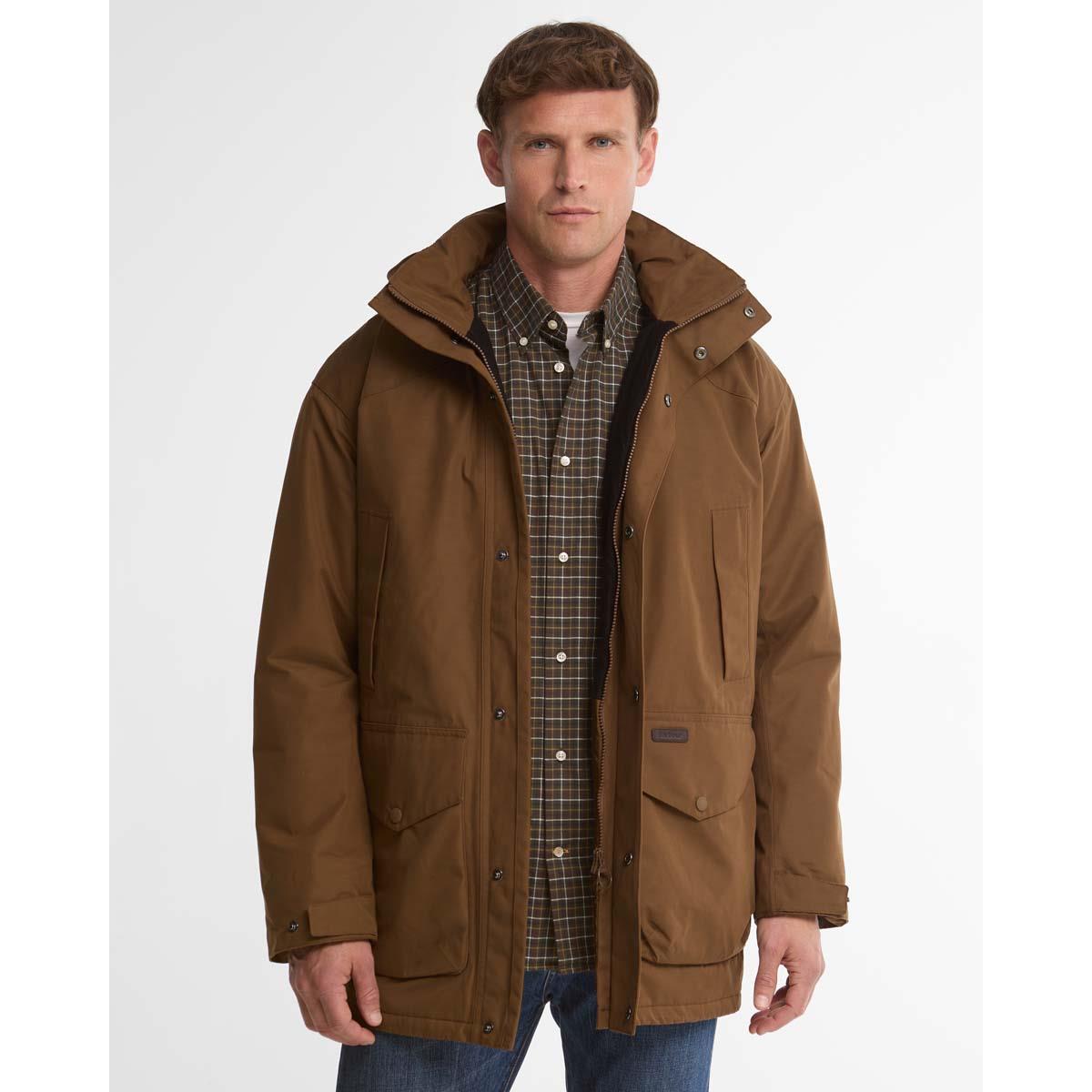 Deep Sand Barbour Mens Farlam Waterproof Jacket FRONT
