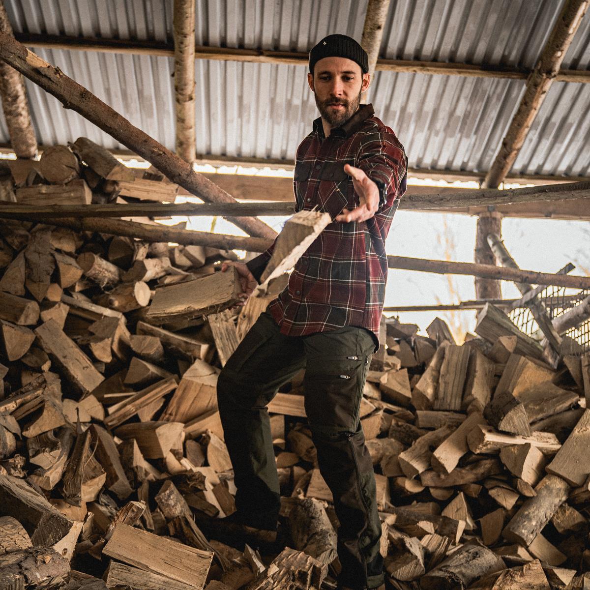 Red Forest Check Seeland Mens Glen Flannel Shirt Lifestyle