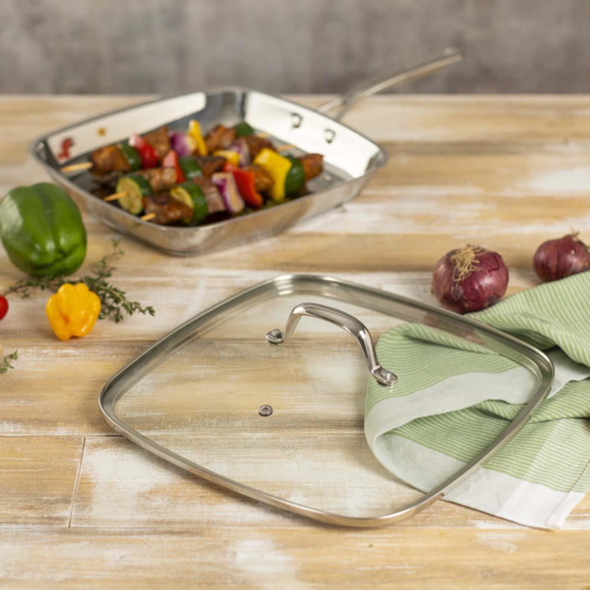Kuhn Rikon Square Glass Lid with Stainless Steel Handle LS3