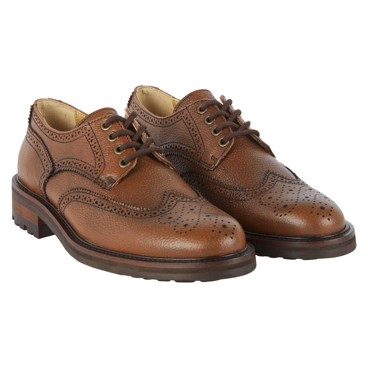 Le Chameau Normandy Cuir Brogue Shoe / Marron Fonce 3090-0100-43 / UK 9