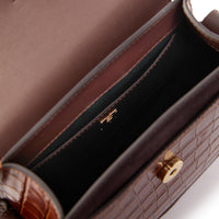 Tan Croc Holland Cooper Womens Chelsea Saddle Bag Inside
