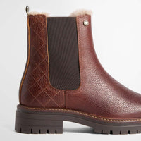 BROWN Barbour Womens Evie Faux Fur Chelsea Boot GUSSET