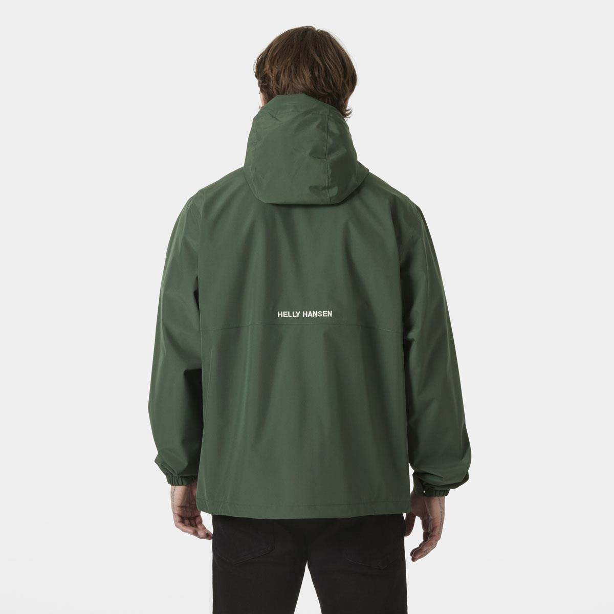 Jungle Green Helly Hansen Mens Sandoy Rain Jacket back