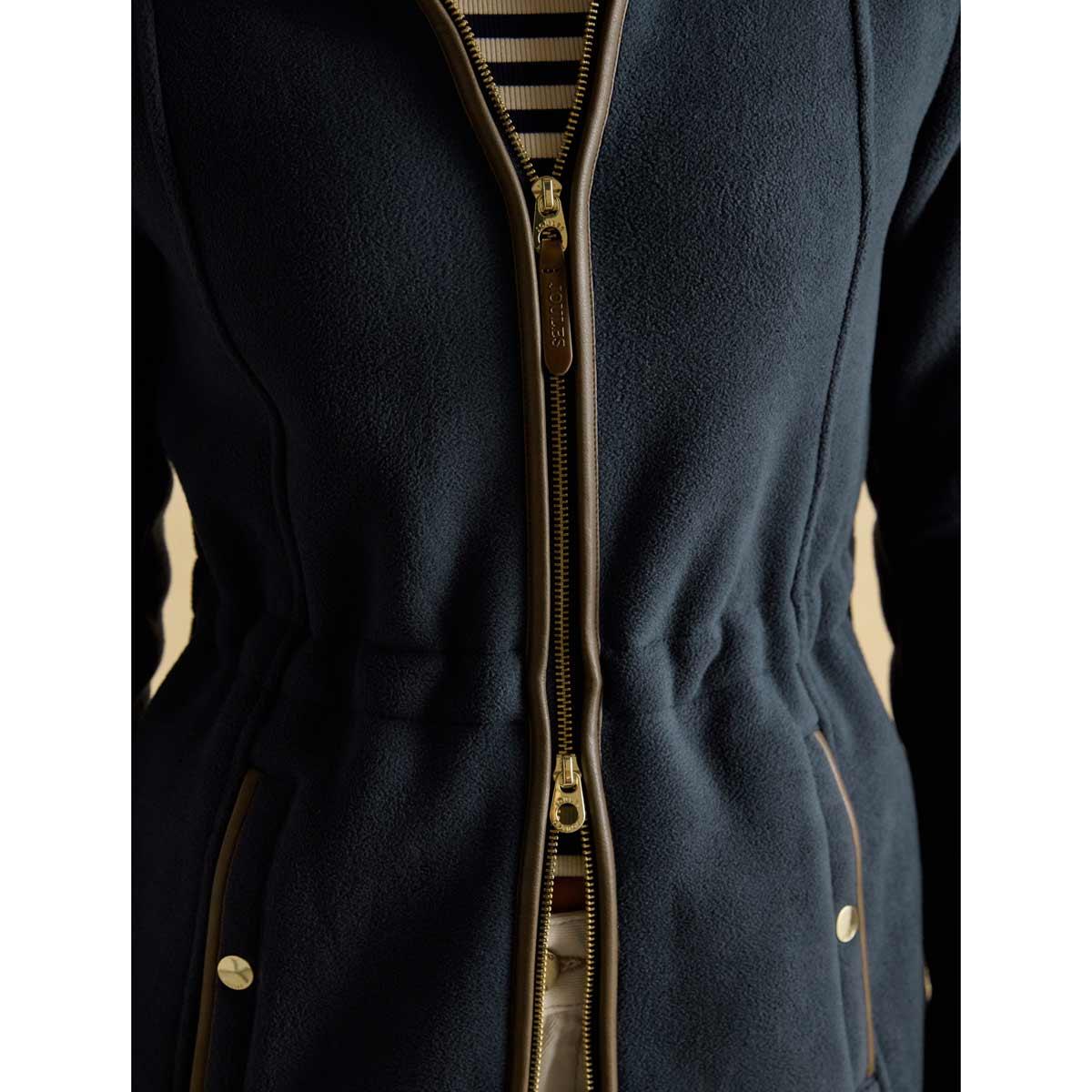 Navy Joules Womens Heritage Longline Fleece Jacket Two Way Zip
