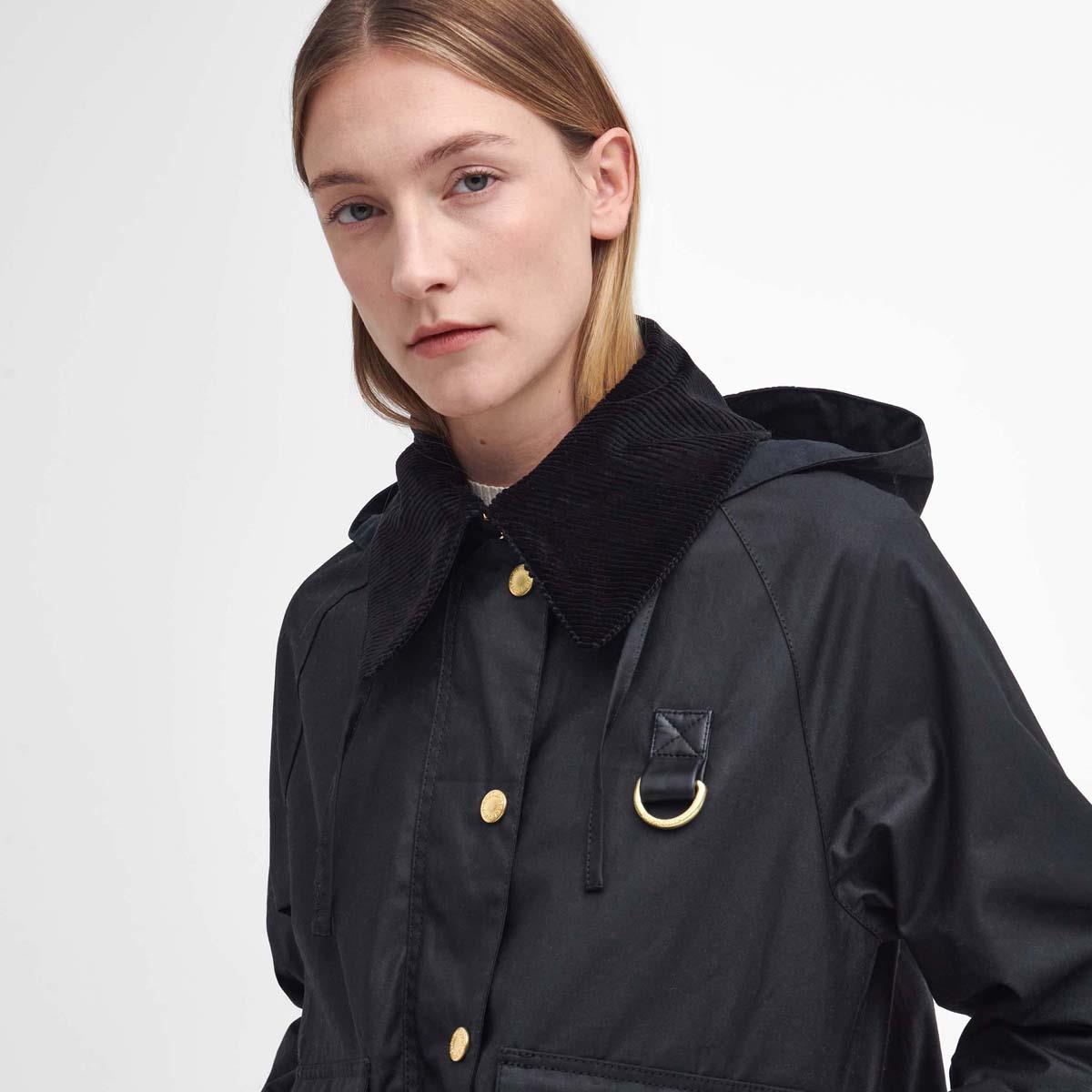 Black Classic Barbour Womens Reighton Wax Jacket side