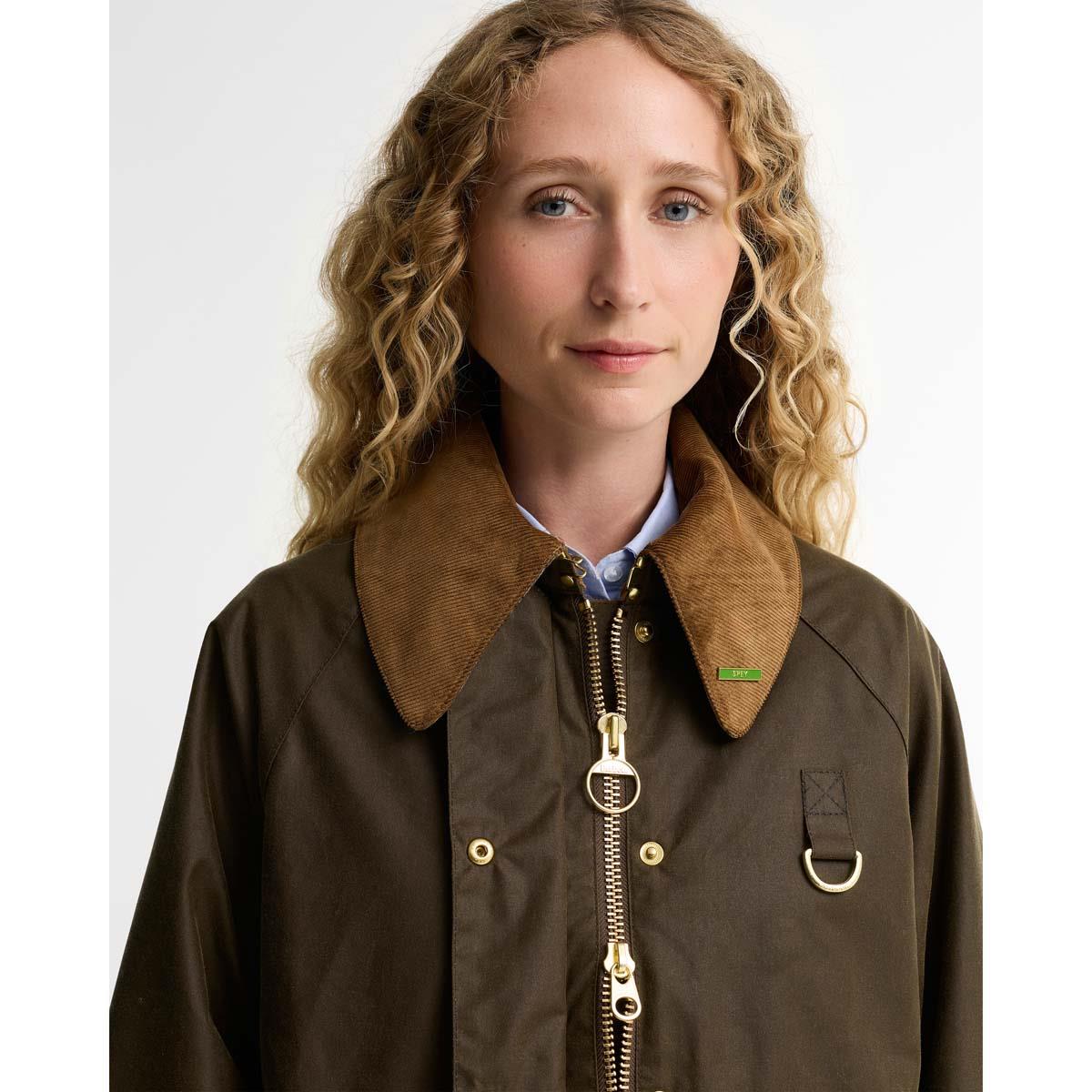 Beech/Birchwood Barbour Womens Icons Modern Spey Wax Jacket COLLAR