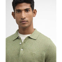 Laurel Green Barbour Mens Muston Linen Blend Knitted Polo Shirt Chest