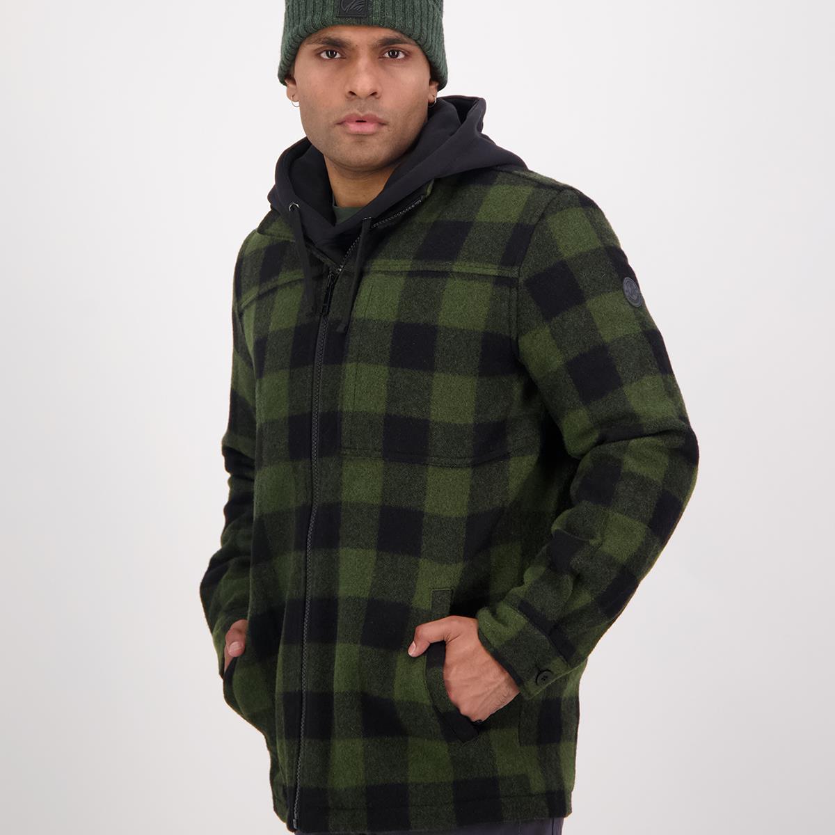 Olive/Black Check Swanndri Mens Hudson Jacket Model