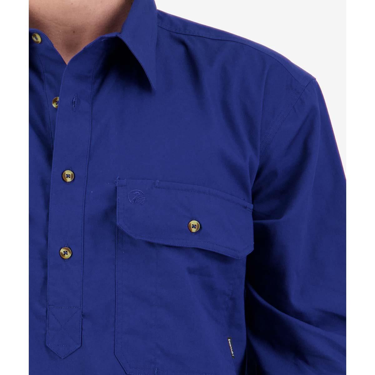Navy Swanndri Mens Bendigo Work Shirt Chest Pocket