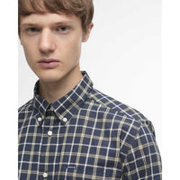Navy Barbour Mens Bramham Checked Tailored Shirt Collar