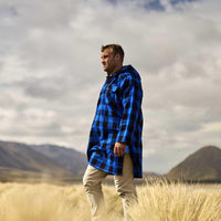 Blue/Black Swanndri Mens Original Lace Front Bushshirt Lifestyle