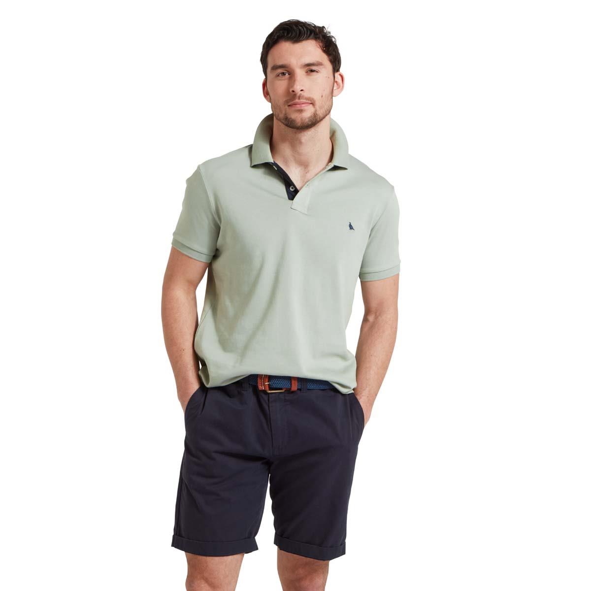 Powder Blue Schoffel Mens St Ives Jersey Polo Shirt FRONT