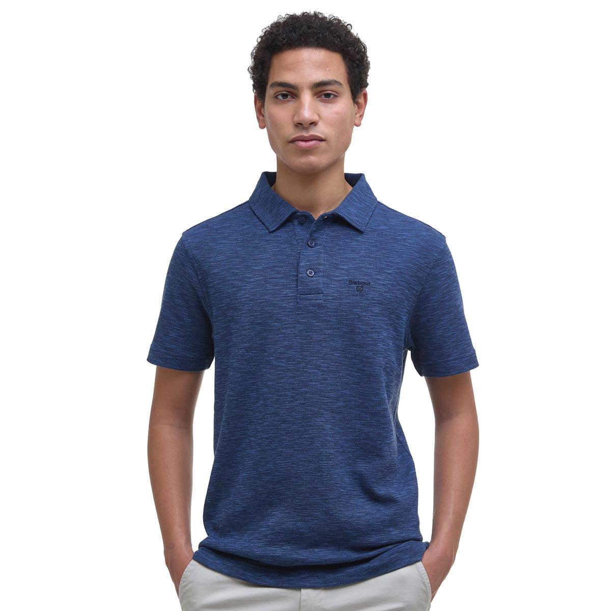 Dark Denim Barbour Mens Hepple Polo Shirt Front