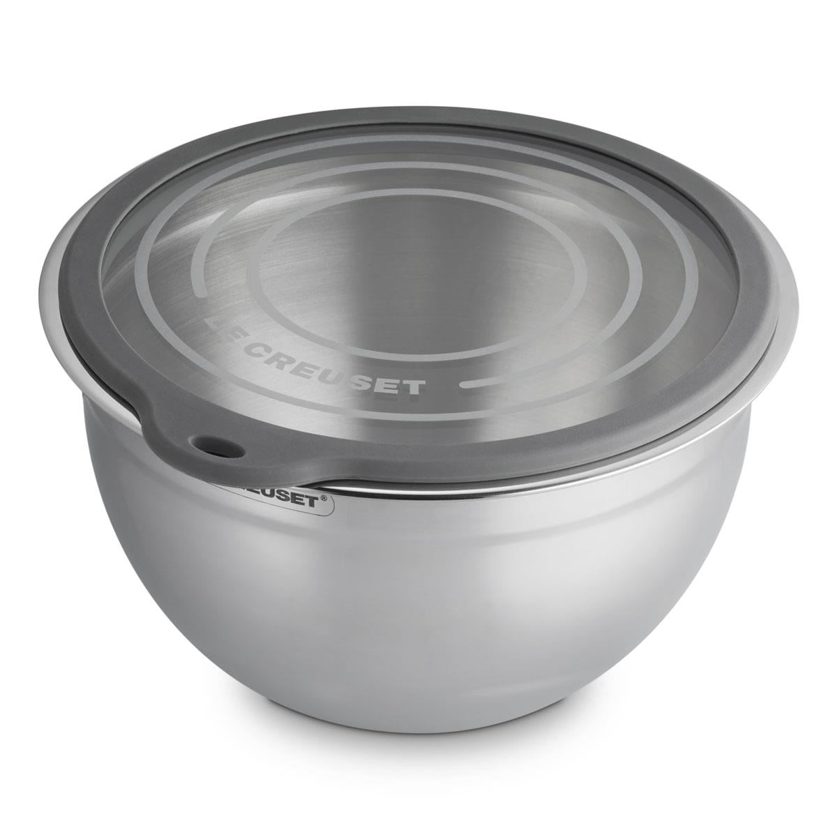 Le Creuset Stainless Steel Mixing Bowl With Glass Lid 27cm