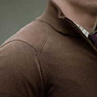 Dark Brown Seeland Mens Pine Half Zip Sweater LS3