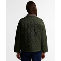OLIVE Barbour Womens Icons Tartan Collar Cropped BACK